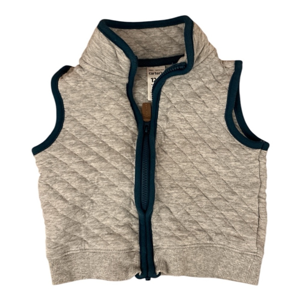 OLD NAVY VEST BOY 12 MONTHS GRAY AND BLUE.